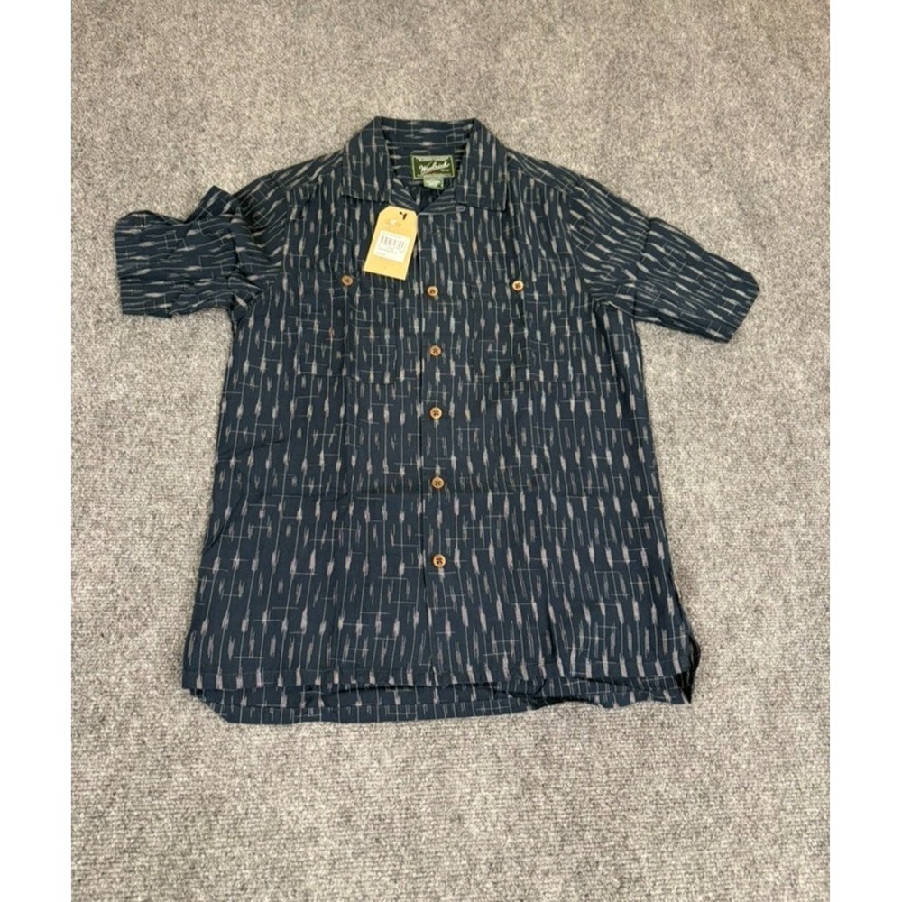 NWT Woolrich Men Short Sleeve ButtonUp Shirt Men Geometric All Over Print Size S